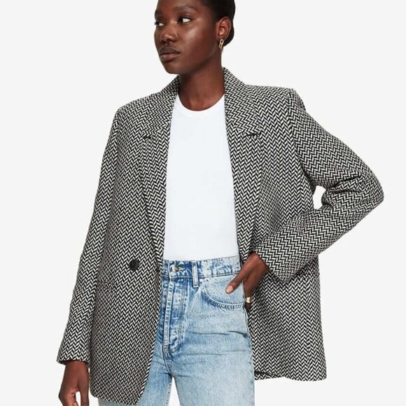 ANINE BING Fishbone Blazer Black & Off White - Picture 4 of 10